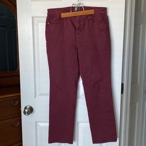 Dressbarn eggplant denim straight leg size petite 10!